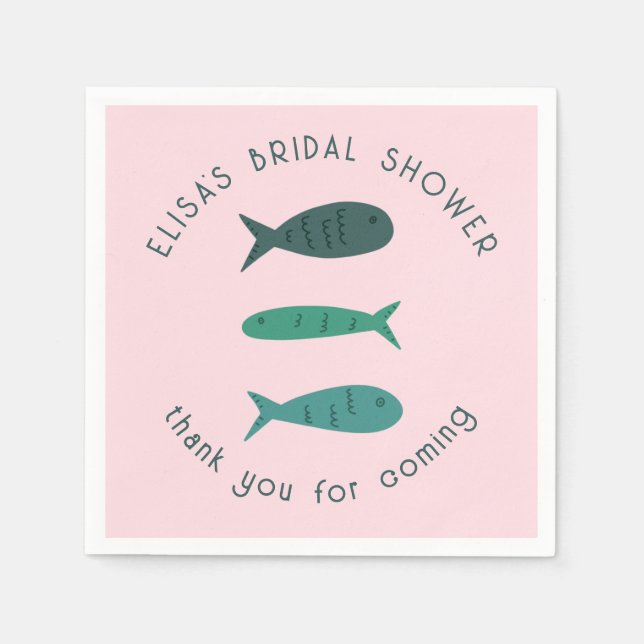 Seaside Soiree Bridal Shower Cute Fishes CUSTOM Napkin (Front)