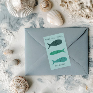 Seaside Soiree Bridal Shower Cute Fishes CUSTOM Rectangular Sticker