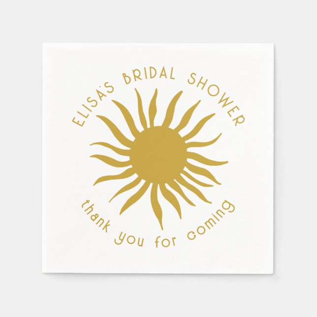 Seaside Soiree Bridal Shower Cute Sun CUSTOM Napkin (Front)