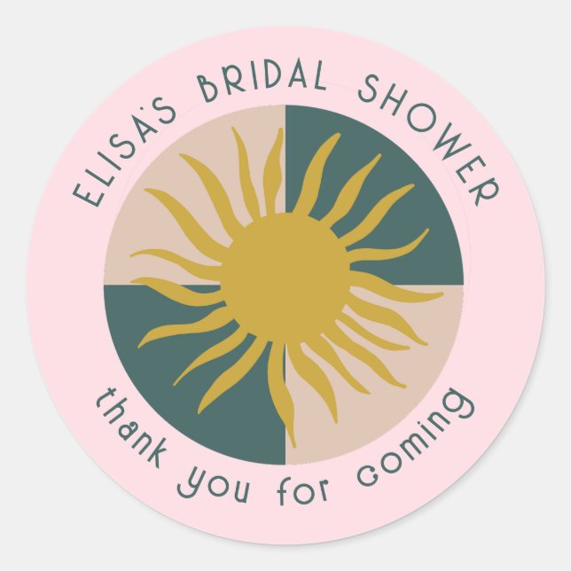 Seaside Soiree Bridal Shower Modern Cute CUSTOM Classic Round Sticker (Front)