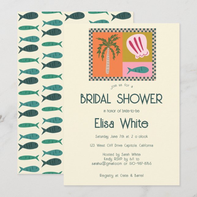 Seaside Soiree Bridal Shower Modern Cute CUSTOM Invitation (Front/Back)