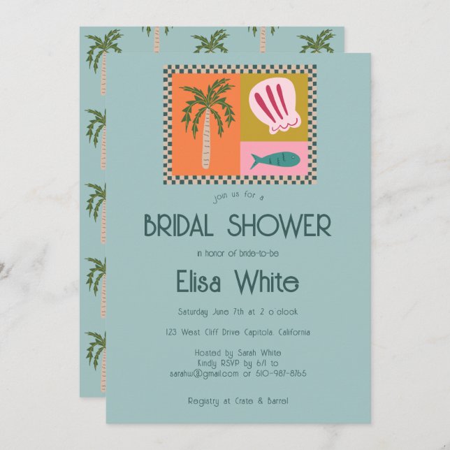 Seaside Soiree Bridal Shower Modern Cute CUSTOM Invitation (Front/Back)