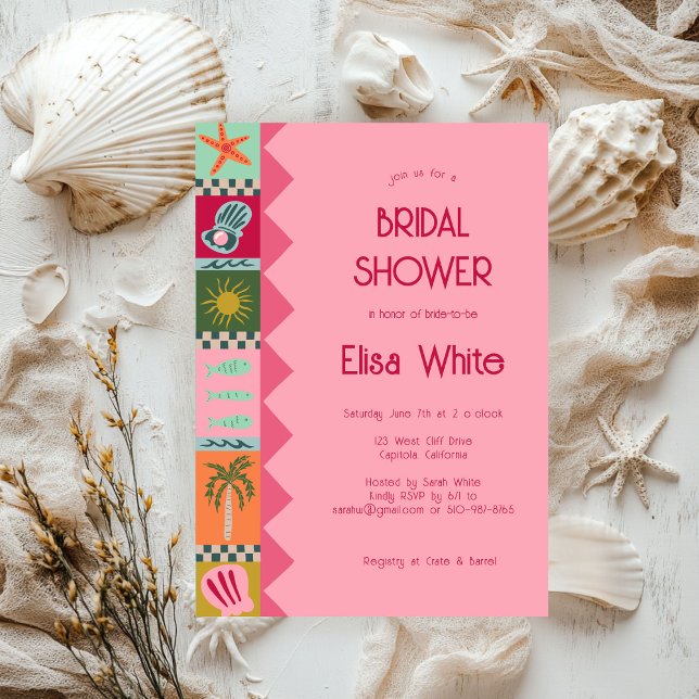 Seaside Soiree Bridal Shower Modern Cute CUSTOM Invitation (Seaside Soiree Bridal Shower Modern Cute CUSTOM Invitation
)