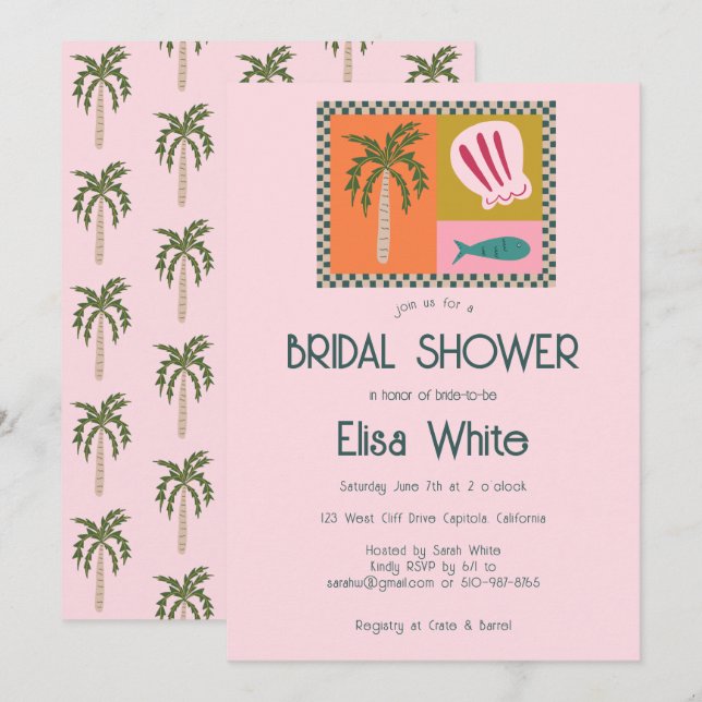 Seaside Soiree Bridal Shower Modern Cute CUSTOM Invitation (Front/Back)