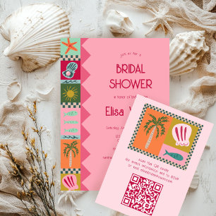Seaside Soiree Bridal Shower Modern Cute CUSTOM QR Enclosure Card