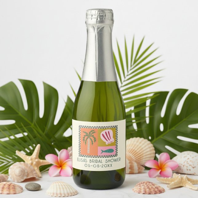 Seaside Soiree Bridal Shower Modern Cute CUSTOM Sparkling Wine Label (Seaside Soiree Bridal Shower Modern Cute CUSTOM Sparkling Wine Label
)