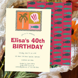 Seaside Soiree Modern Cute CUSTOM Birthday Party Invitation