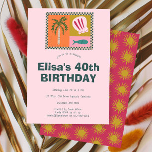 Seaside Soiree  Modern Cute CUSTOM Birthday Party Invitation