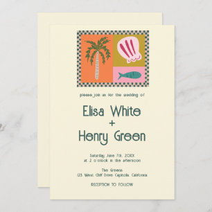 Seaside Soiree Modern Cute CUSTOM QR Invitation