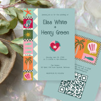 Seaside Soiree Modern Cute CUSTOM QR Wedding 