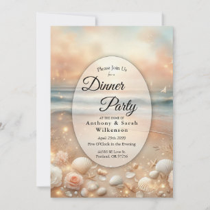 Seaside Sparkle and Sunset Dreams Dinner Party Invitation