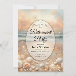 Seaside Sparkle and Sunset Dreams Retirement Party Invitation