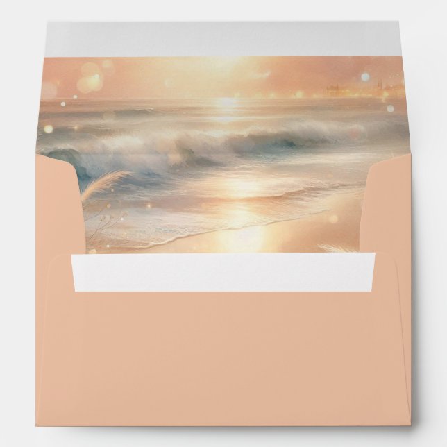 Seaside Sparkle and Sunset Dreams Wedding Envelope (Back (Bottom))