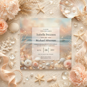 Seaside Sparkle and Sunset Dreams Wedding Invitation