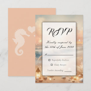 Seaside Sparkle and Sunset Dreams Wedding RSVP Card