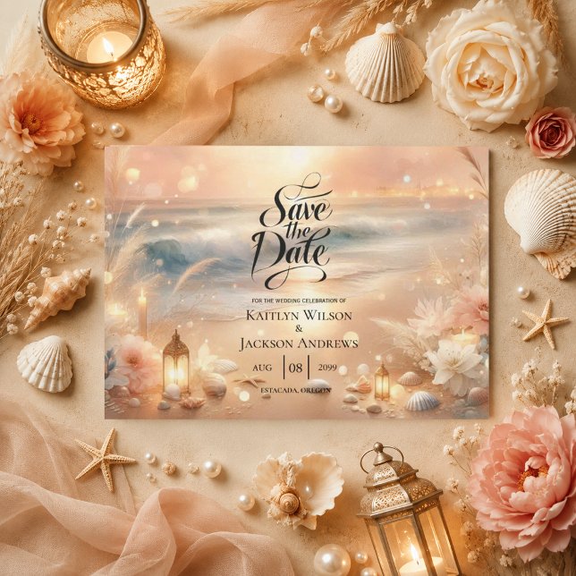 Seaside Sparkle and Sunset Dreams Wedding Save The Date (Creator Uploaded)