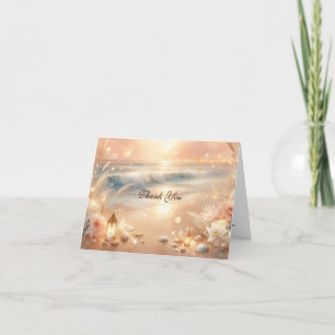 Seaside Sparkle and Sunset Dreams Wedding Thank You Card