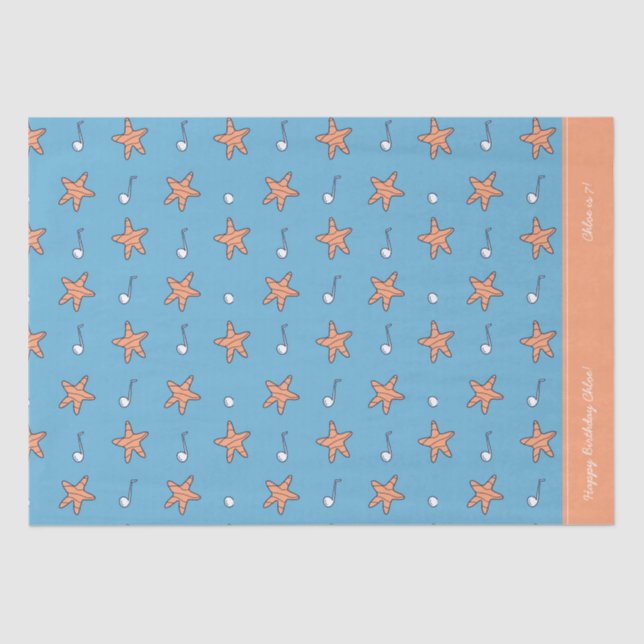 Seaside Stars and Music Notes Happy Birthday Tissue Paper (Front)
