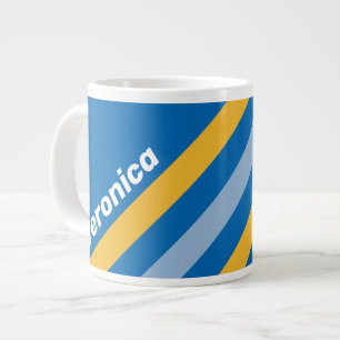 Seaside Stripes with Name Large Coffee Mug