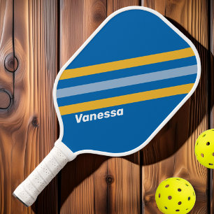 Seaside Stripes with Name Pickleball Paddle