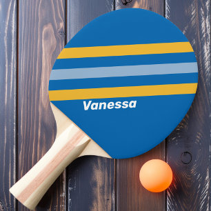 Seaside Stripes with Name Ping Pong Paddle