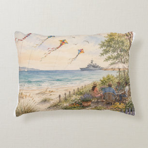 Seaside Summer Garden – Coastal Beach, Colourful K Decorative Cushion