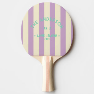 Seaside Summer Lilac Striping & Family Name Ping Pong Paddle