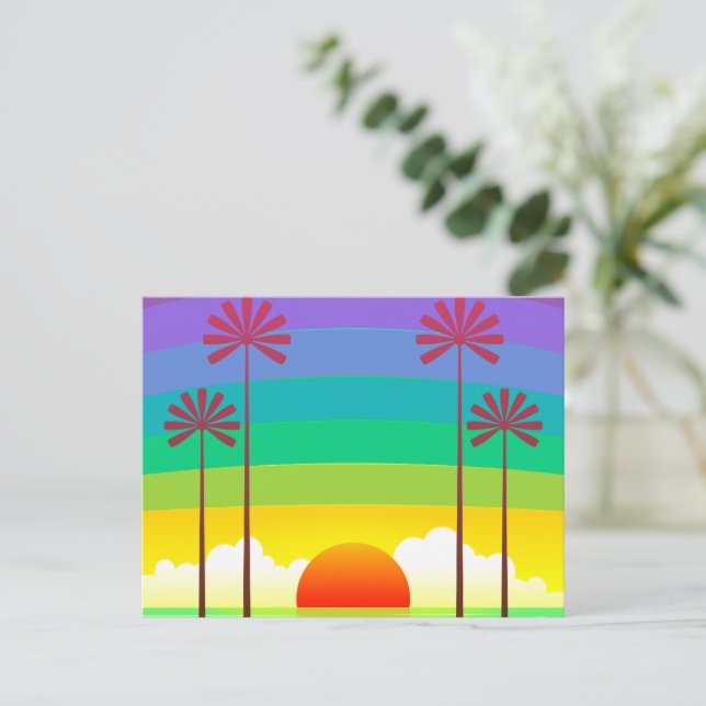 Seaside Sunrise Vintage Art Postcard (Standing Front)