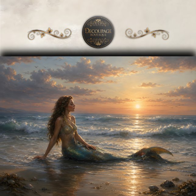 Seaside Sunset Mermaid Decoupage Tissue Paper (Seaside Sunset Mermaid Decoupage Tissue Paper)