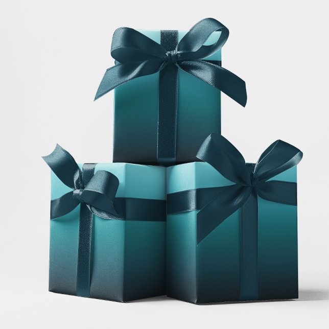 Seaside Teal Gradient Wrapping Paper Sheet (Teal Gift Wrap for You)