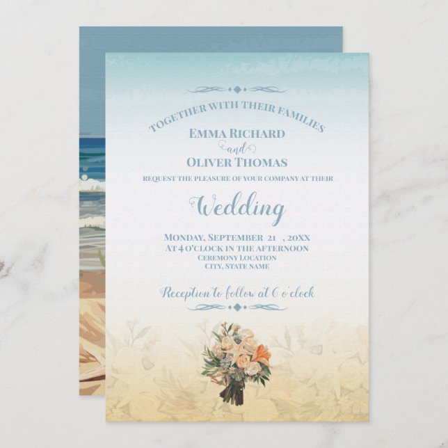 Seaside Theme Wedding Invitation (Front/Back)