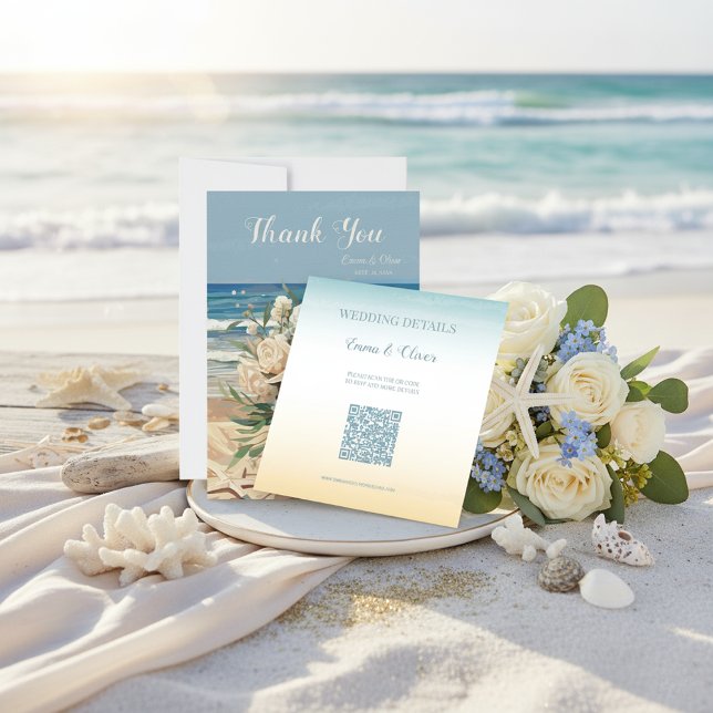 Seaside Theme Wedding QR Code Enclosure Card (Creator Uploaded)