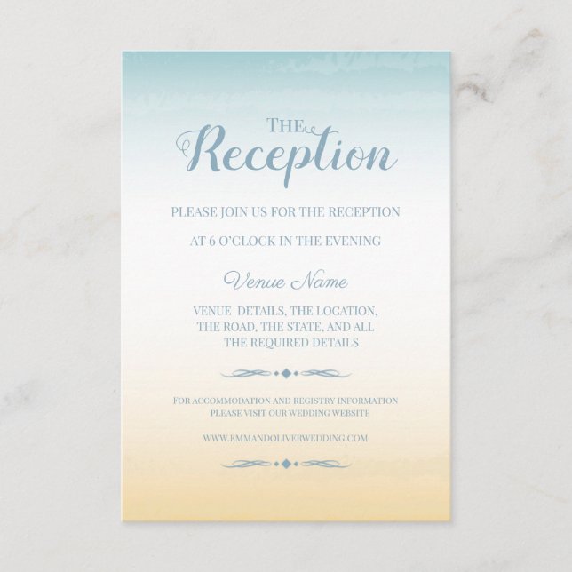 Seaside Theme Wedding Reception Card  (Front)