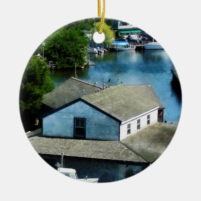 Seaside Town Ceramic Tree Decoration (Front)