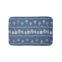 Seaside Town Sail Boats and Bunting Pattern Blue