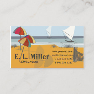SEASIDE Travel  Umbrellas Sailboats Ocean Business Card