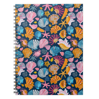 Seaside Treasures - Vibrant Seashell Pattern  Notebook