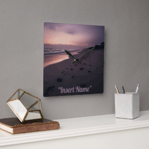 Seaside Twilight Square Wall Clock