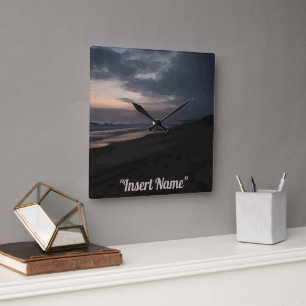 Seaside Twilight Square Wall Clock