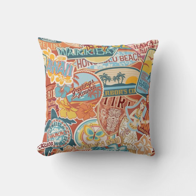 Seaside Vacation Waikiki Bay Hawaii Cushion (Front)