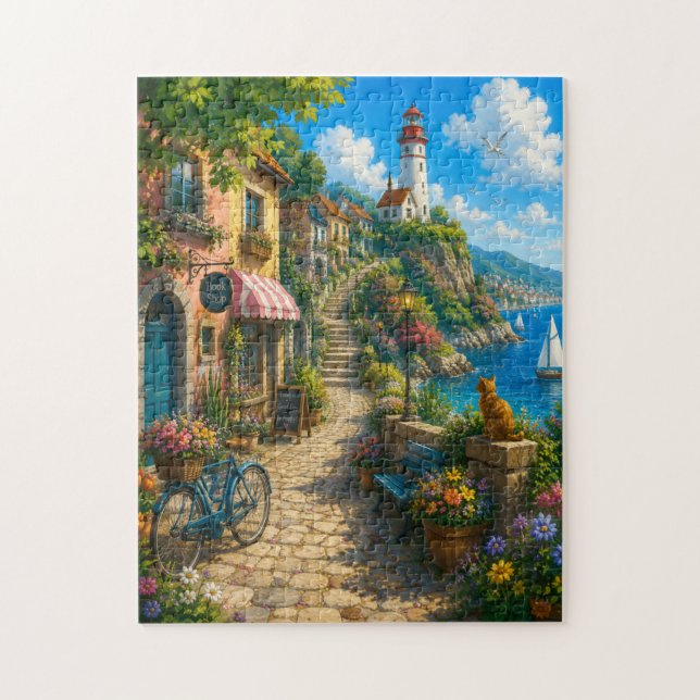 Seaside Village Escape Puzzle (Vertical)