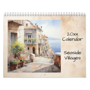 Seaside Villages Illustration Watercolor  Calendar