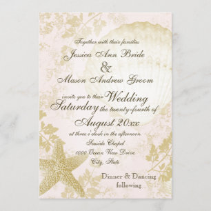 Seaside Vintage Pink Blush Invitation