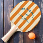 Seaside Warm Citrus Striping & Family Name Ping Pong Paddle<br><div class="desc">Brighten every match with the Seaside Warm Citrus Striping & Family Name Ping Pong Paddle. The vibrant warm citrus striping brings the lively energy of sun-kissed groves to your game, creating a cheerful and dynamic aesthetic. Personalised with your family name, this paddle adds a meaningful and distinctive touch to your...</div>