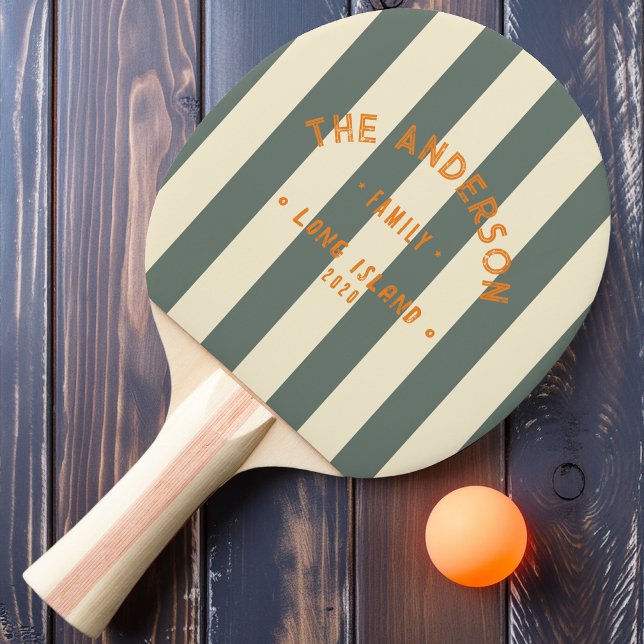 Seaside Warm Grey Striping & Family Name Ping Pong Paddle (Creator Uploaded)