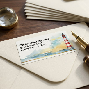 Seaside Watercolor Lighthouse Return Label