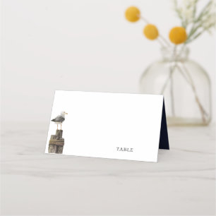 Seaside Watercolor Navy Blue Wedding Place Card