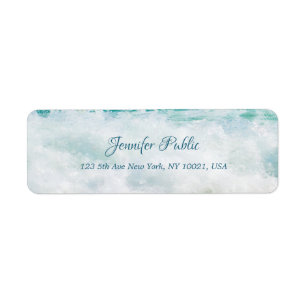 Seaside Waves Artwork Hand Script Return Address