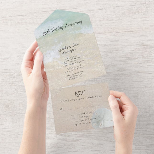 Seaside Wedding Anniversary Ceremony Invitation (Tearaway)