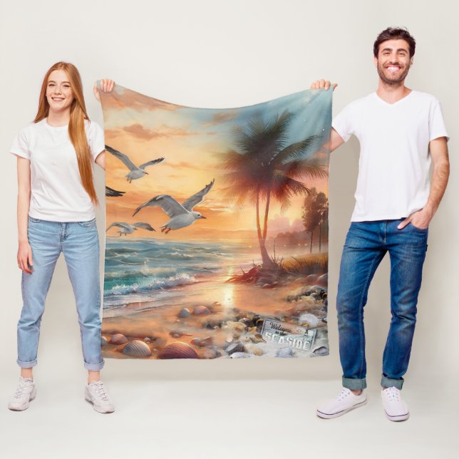 Seaside Wedding Celebrations on the Beach Fleece Blanket (In Situ)